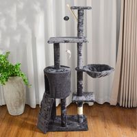 Arbre à chat de luxe multi-niveaux avec plateformes de saut, structure d'escalade intérieure pour animaux de compagnie, tour pour chat, maison pour chat, poteaux à gratter en sisal naturel