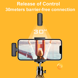 Micrófono de solapa Lavalier para iPhone, iPad, 2,4G, Mini teléfono inteligente, entrevista, Vlog, 2 micrófonos con estuche de carga - Product Image 2