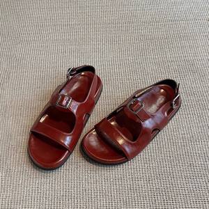 Sandales plates romaines pour femmes, version en peau de mouton, à boucle rétro, à bout ouvert, polyvalentes, pour l'extérieur et la plage - Product Image 5