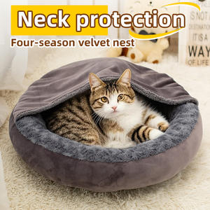 Venta al por mayor fabricante logotipo personalizado suave cálido felpa mascota proveedor perro gato cueva cama - Product Image 6