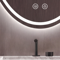 Espejo de Baño Moderno Ovalado con Iluminación LED, Montado en la Pared, Táctil Inteligente, Antivaho, con Luz Regulable, para Hotel, Hogar y Baño