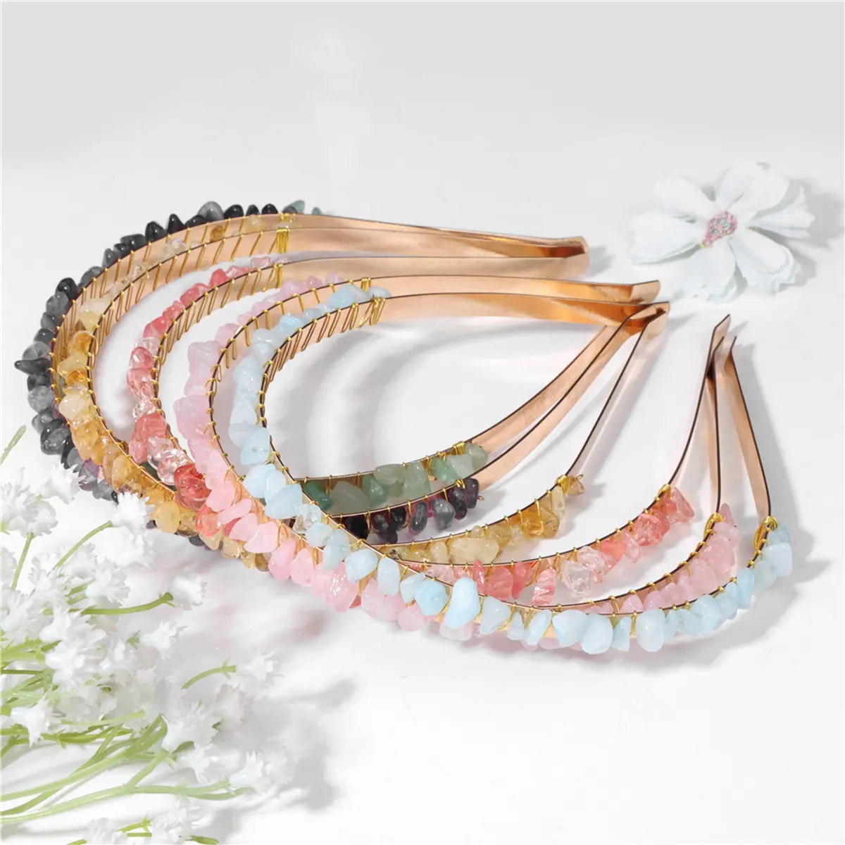 2024 European And American Style Natural Irregular Crystal Amethyst Hair Clip Alloy Handmade Hairpin Accessories