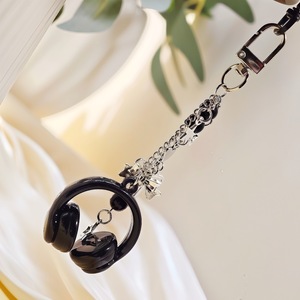 Chaveiro de Bolsa em Formato de Fone de Ouvido Y2K com Pingente de Estrela, Laço e Coração, Chaveiro de Música Fofo, Presente de Moda para Mulheres - Product Image 3
