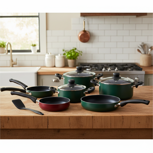 Juego de Utensilios de Cocina de 9 Piezas de Granito Duradero Antiadherente, Base de Aluminio Fundido Resistente a los Arañazos Compatible con Inducción con Tapa de Vidrio Templado - Product Image 6