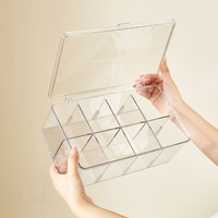 Organiseur de tiroir empilable en plastique transparent ZEXALOR avec couvercle, surface lisse rectangulaire, grande taille, sans diviseurs