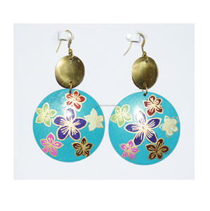 2024 Pendientes de color turquesa de cobre martillado Manchester, aro ovalado, venta al por mayor y pendientes colgantes tricolor de cobre rústico - Product Image 3