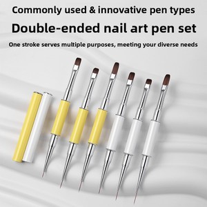 White Yellow Double Head Acrylic Nail Art Pen <b>Set</b> for UV Gel Painting Salon Manicure - Product Image 1