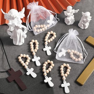 Recuerdos para Bautizo Incluyen Rosarios de Madera Tarjetas y Bolsas para Decoraciones de Bautizo, Recuerdos de Baby Shower y Regalos de Primera Comunión para Niños y Niñas - Product Image 1