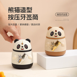 Panda Style Toothpick Holder Brown Plastic Portable Automatic Pop Out Creative Household Use - Product Image 5