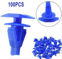 Nouvelles 100 pièces de clips de fixation latéraux pour jupes de voiture en nylon bleu de marque Huoshen, attaches rapides en plastique à double bride, garantie 12 mois