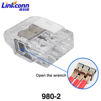 Mini-Connecteur de câblage électrique à raccordement rapide homologué CE, borne de connexion rapide pour fils, 980-2