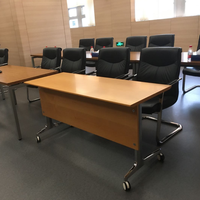 Table de formation pliante moderne en alliage d'aluminium gris foncé, cadre de table de conférence mobile, pieds réglables, pour salle de classe, hôpital