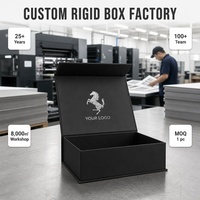 Boîte cadeau rigide personnalisée pour cadeaux d'entreprise, fermeture magnétique, pliable, noir mat, feuille d'argent, vente en gros, usine
