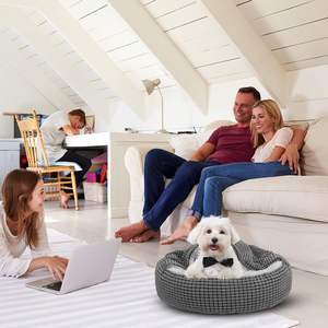 Vente en gros de paniers pour animaux de compagnie en coton PP écologique, motif uni, fourrure longue et moelleuse pour l'hiver, nid pour <span class=keywords><strong>chien</strong></span> et chat, lit pour chat, grotte en carton - Product Image 3