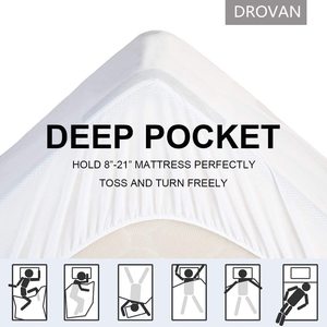 Matelas moelleux blanc queen size doux épais hiver 100 coton tissu <span class=keywords><strong>duvet</strong></span> d'oie <span class=keywords><strong>de</strong></span> <span class=keywords><strong>canard</strong></span> remplissage <span class=keywords><strong>surmatelas</strong></span> avec poche profonde - Product Image 4