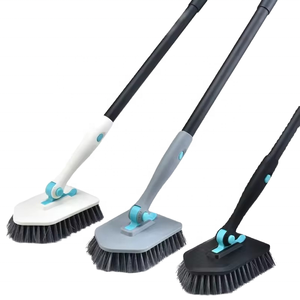 Heavy Duty Floor Scrub <strong>Brush</strong> with Long Handle V-Shape Grout <strong>Brush</strong> 180&deg; Rotatable Stiff Bristle Scrubber for Bathroom Tile Floor - Product Image 1