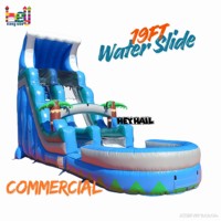 Toboggan aquatique gonflable commercial de 19 pieds, toboggan aquatique gonflable géant pour piscine
