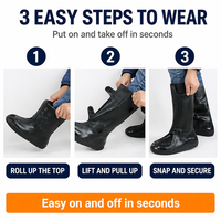 Couvre-chaussures de pluie de haute qualité avec boutons-pression double rangée, semelle antidérapante épaissie, réutilisable, portable et imperméable