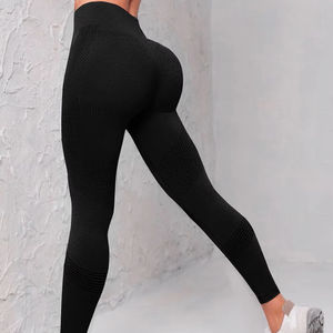 Pantalon en nylon Sport Haute élasticité Compression Taille haute Côtelé Sans couture Respirant Personnalisé Fitness Gym Longue Femme Yoga Leggings - Product Image 6
