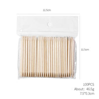 Bâtonnets en bois d'oranger jetables écologiques pour le nail art, repousse-cuticules double extrémité 11,4 cm, lot de 100 pièces en sachet