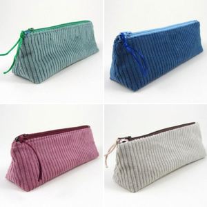 Long Corduroy Eco-Friendly Casual Pencil <b>Case</b> Custom Triangle Zipper Makeup Storage Organizer Pencil Stationery Bag Student Pen - Product Image 2