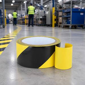 PVC Floor Marking <b>Tape</b> Yellow Black Hazard Warning <b>Tape</b> Waterproof Anti Slip Warehouse Safety <b>Tape</b> for Factory - Product Image 1