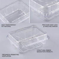 Boîte à gâteaux, à sandwichs, à pâtisseries et à fruits en PET écologique haute transparence avec trous de ventilation sur le couvercle transparent, 225x180x90