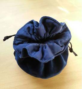 Bolsa de terciopelo de fondo redondo azul de alta calidad para joyería - Product Image 2