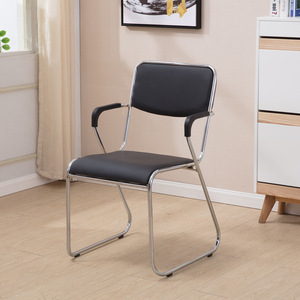 <span class=keywords><strong>Silla</strong></span> de <span class=keywords><strong>escritorio</strong></span> ejecutiva de cuero PU negra cómoda y moderna, reposabrazos fijos, estilo <span class=keywords><strong>rejilla</strong></span>, tela de hierro para comedor de oficina y hogar - Product Image 4