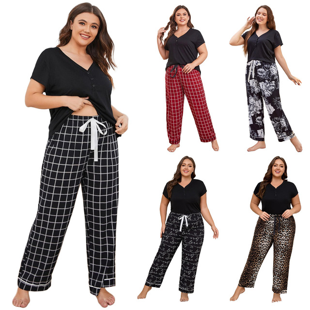 Custom Lounge Wear Sets Women Homewear Women Cotton Custom Fat Lady Sleepwear Night Suit Loungewear Women' s Pajamas