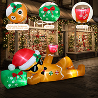 Décorations de Noël gonflables de 6 pieds pour l'extérieur, homme en pain d'épices géant avec lunettes de soleil et tasse de café, décoration de jardin gonflable