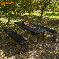 Table pliante portable noire de 1,8 m pour extérieur, idéale pour cour, hôpital, salle à manger, entrepôt, salle de sport, en plastique