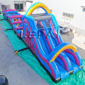Château de saut de toboggan de parcours d'obstacles de couleur de marbre <span class=keywords><strong>pour</strong></span> des enfants adultes piscine gonflable de PVC de haute qualité de double voie sèche humide - Product Image 4