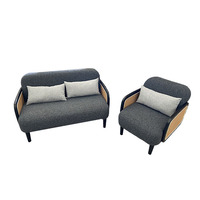 Mobilier commercial moderne pour événements de mariage, style sectionnel, rembourré, avec structure en bois massif et dossier en rotin, en tissu, pour appartements de luxe et centres commerciaux