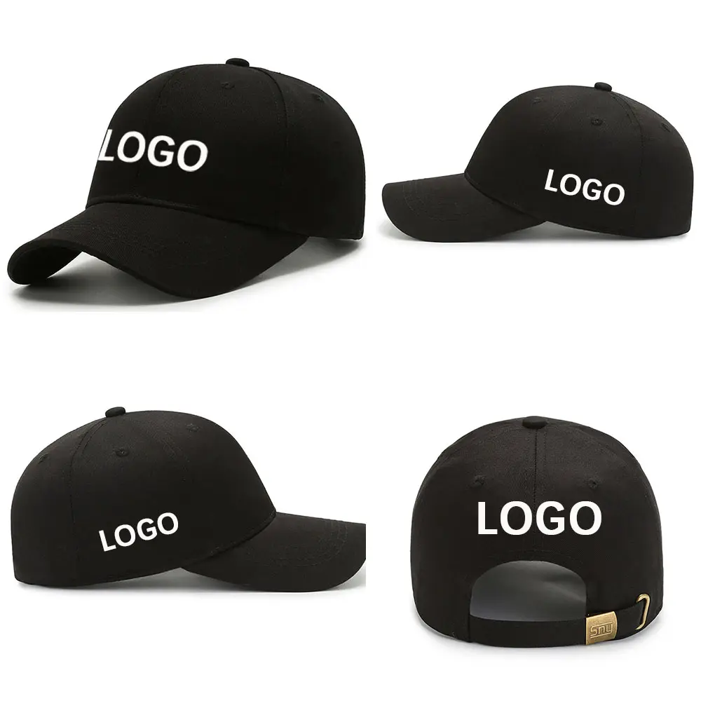 Tùy Chỉnh Logo Thêu Trucker Hat Đen Bóng Chày Hat 5 Bảng Điều Chỉnh Hat