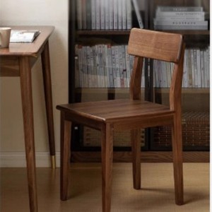 Silla de comedor de madera maciza de nogal negro norteamericano 440x448x780mm, diseño estable para adultos y personas mayores - Product Image 2