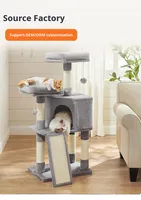 Arbre à chat écologique de style japonais en sisal et flanelle, tour d'escalade, nid, étagère, plateforme de saut, 115 cm, en carton