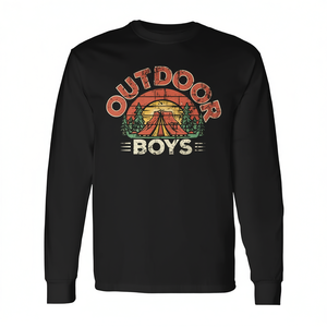 T-shirt à manches longues pour garçons, noir, unisexe, design camping - Product Image 2