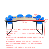 Tables de mobilier de salle de classe pour activités, 6 places, prix bas, partenaires directs de l'usine de plastique