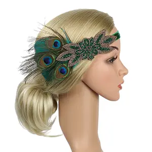 40 Stijlen Strass Kralen Sequin Haarband Vintage Gatsby Party Hoofddeksel Vrouwen Flapper Feather Hoofdband Haar Accessoires