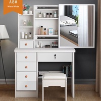 Petite table de maquillage pour chambre à coucher avec miroir coulissant, style moderne et simple, meuble de rangement intégré, en MDF, démontable