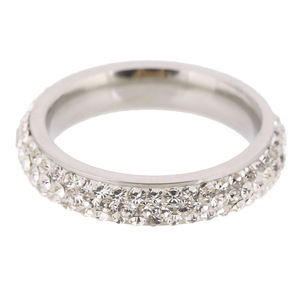 Women's Stainless Steel <b>Ring</b> 6MM Micro Pave <b>Diamond</b> Encrusted Wedding Jewelry Fashion <b>Rings</b> - Product Image 5