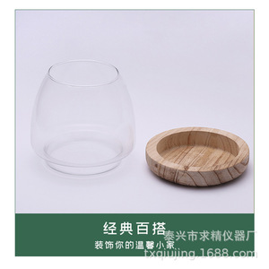 Transparent Glass Hydroponic <b>Vase</b> With Wooden Base For Indoor Plants Decorative Tabletop Use - Product Image 2