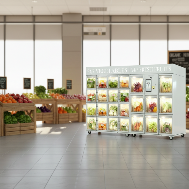 AIT Visualized Intelligent Fruit & Vegetable Vending Machine Refrigerator Touchscreen 20-150 Capacity Multiple Payment Options