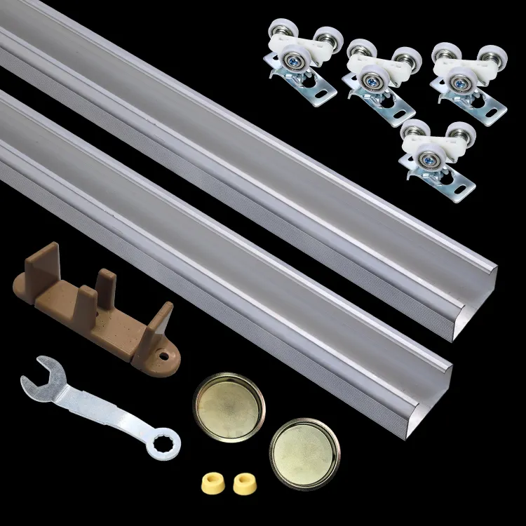 200 LBS Pocket Door Track & Hardware Kit für Höhe 48 ''60'' 72 ''84'' 96 ''- 2 DOOR/ Sliding Bypass Pocket Door Hardware