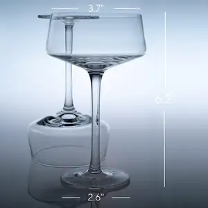 BPA-free Lead-free Luxe Martini Glasses Handblown Crystal Cocktail Glasses 8oz Coupe Glass With Bar Spoon