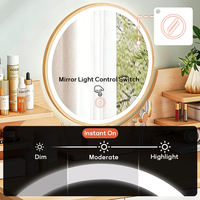 Coiffeuse moderne avec miroir LED intégré et commodes, Meuble de rangement design avec miroir pleine longueur