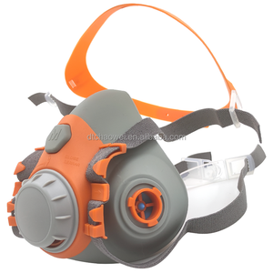 Máscara <span class=keywords><strong>de</strong></span> gas industrial <span class=keywords><strong>de</strong></span> media cara <span class=keywords><strong>de</strong></span> color naranja con cartuchos <span class=keywords><strong>de</strong></span> filtro doble - Product Image 4