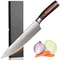 Couteau de chef japonais Gyuto de 8 pouces en acier inoxydable à motif Damas, manche en bois Pakka, couteau de cuisine tranchant pour trancher et cuisiner