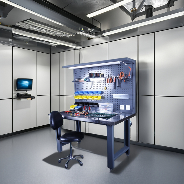 Customized Multifunction Stainless Steel Profile Workbench  Electronic ESD Workshop Table with Sockets and a Movable Tool Table